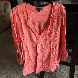 Topshop peach shirt wrinkly style super cute US 2